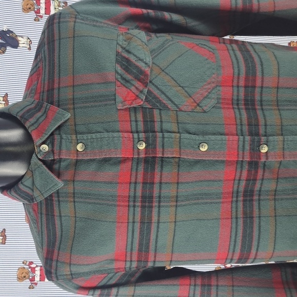 CQR Tactical plaid flannel button-up green & ref corduroy cuff Med outdoor shirt - Picture 1 of 5